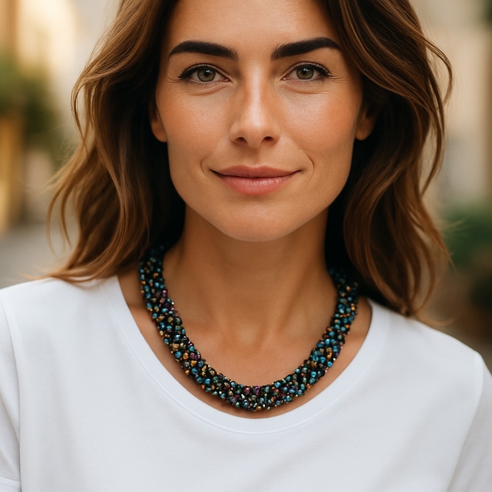Elegant Multicolor Rainbow Beaded Necklace